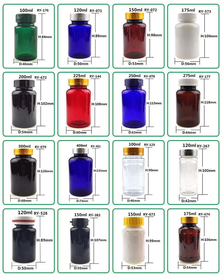 Dark Green Color 120ml HDPE Plastic Candy Empty Bottles Wide Mouth 70mm 680g Pet Preform for Chewing Gum Bottle