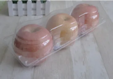 Disposable Plastic Apple Packaging Box for 3 PCS Fruit Packaging Punnets