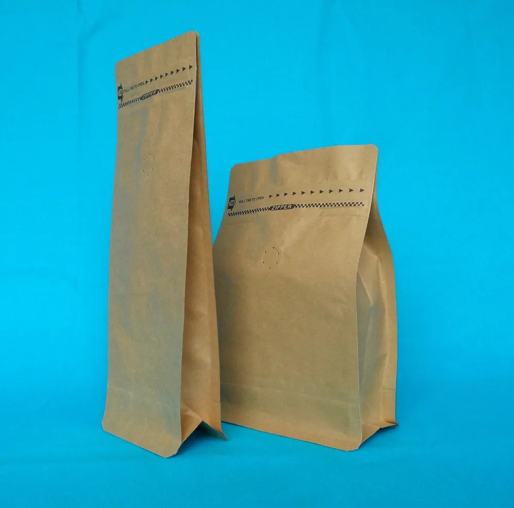 Eco-Friendly Kraft Coffee Bag with Valve 1lb/16oz Universal Coffee Bean Packaging Bag