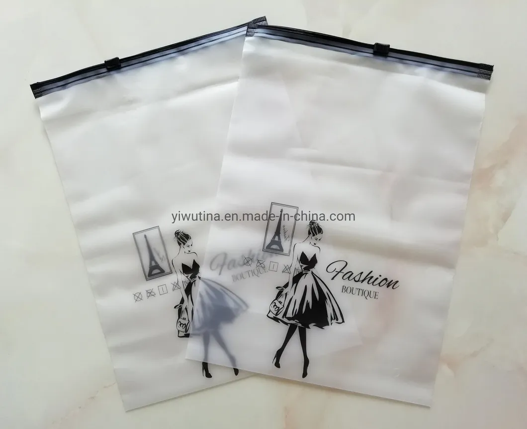 Factory Printing Glossy Black PE Plastic Zipper Bag for Socks/Clothing Packing Bags