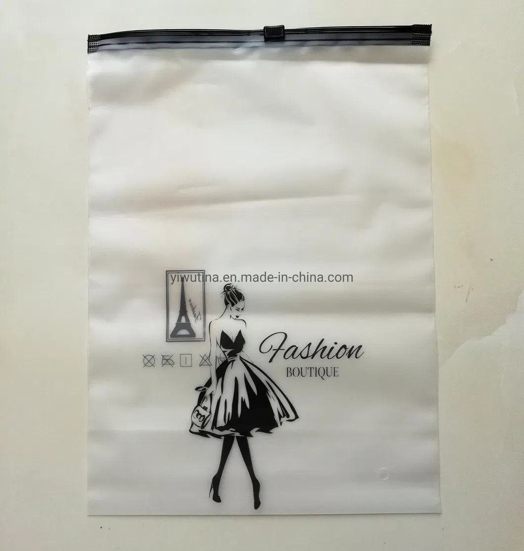 Factory Printing Glossy Black PE Plastic Zipper Bag for Socks/Clothing Packing Bags