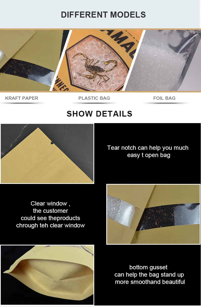 Factory Wholesale Composite Plastic Packaging Stand up Food Zipper Bag