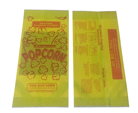 Folding Greaseproof Paper Security Seal Gourmet Microwave Popcorn Brown Bag