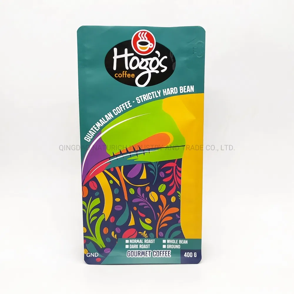 Golden PLA Corn Starch Coffee Bag 454G 1lb PLA Coffee Bag with Valve