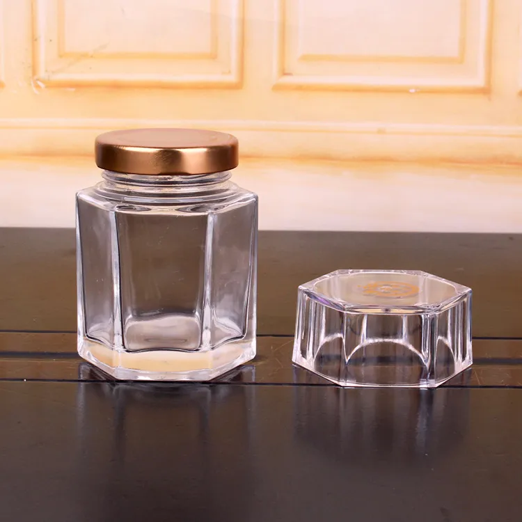 Hexagon 220ml 310ml 490ml Glass Jar for Honey Bird′s Nest
