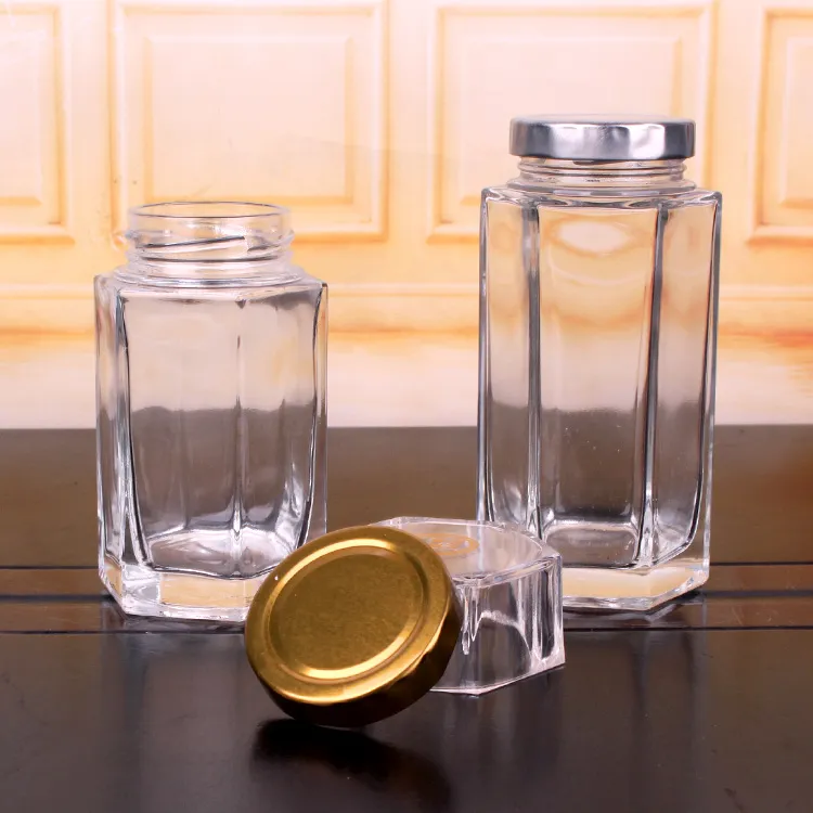 Hexagon 220ml 310ml 490ml Glass Jar for Honey Bird′s Nest