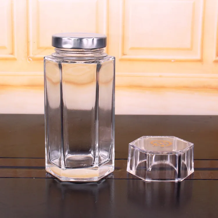 Hexagon 220ml 310ml 490ml Glass Jar for Honey Bird′s Nest