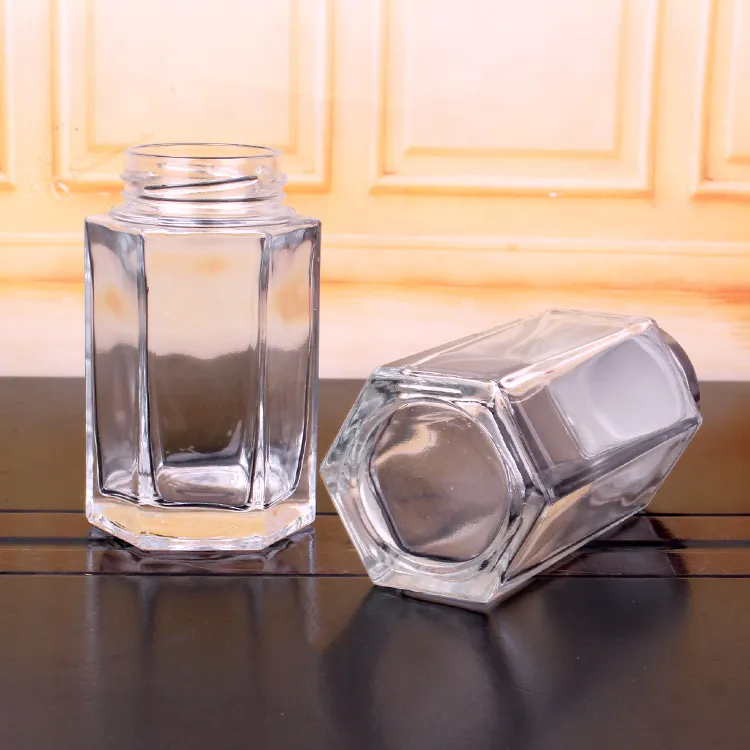 Hexagon 220ml 310ml 490ml Glass Jar for Honey Bird′s Nest