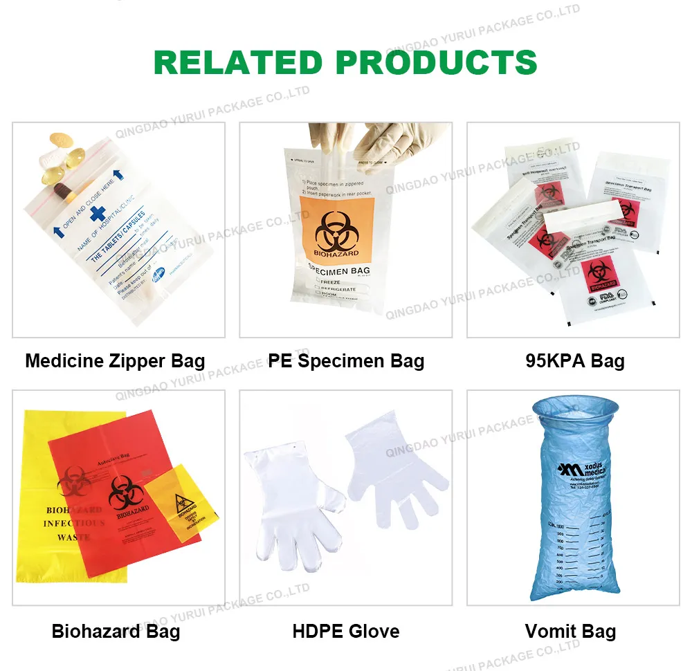 Hospital Clinic Biohazard Recloseable Ziplock Plastic LDPE Disposable Medical Laboratory Specimen Collection Bags with Pocket
