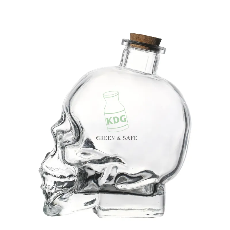 Hot Sale 50ml 150ml 200ml 400ml 750ml Customize Suppliers Clear Skull Design Empty Glass Bottle for Liquor Spirits Bottles