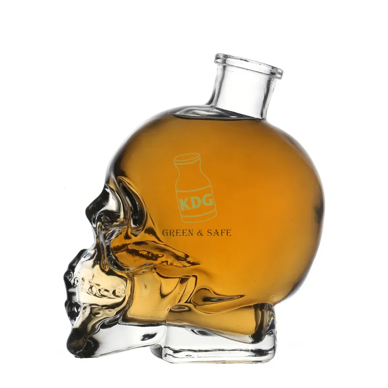 Hot Sale 50ml 150ml 200ml 400ml 750ml Customize Suppliers Clear Skull Design Empty Glass Bottle for Liquor Spirits Bottles