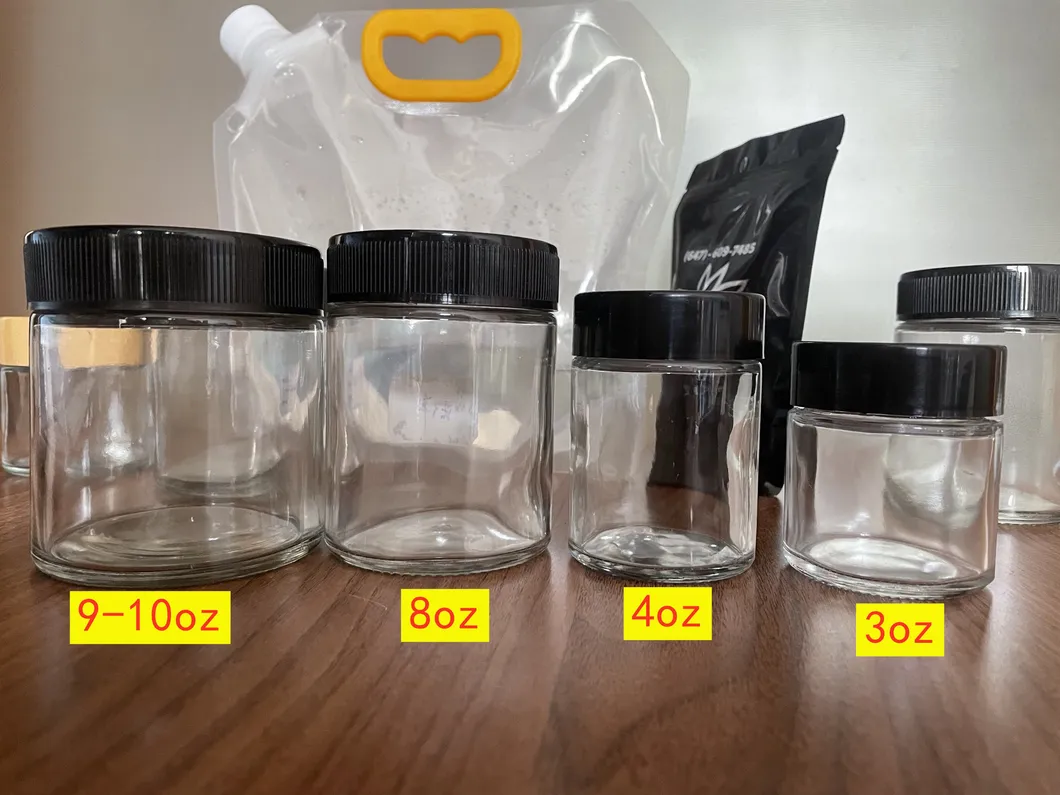 Hot Sale Concentrate 3ml 5ml 7ml 9ml Opaque Child Resistant Glass Square Wax Jar Child Proof with Black Plastic Lid