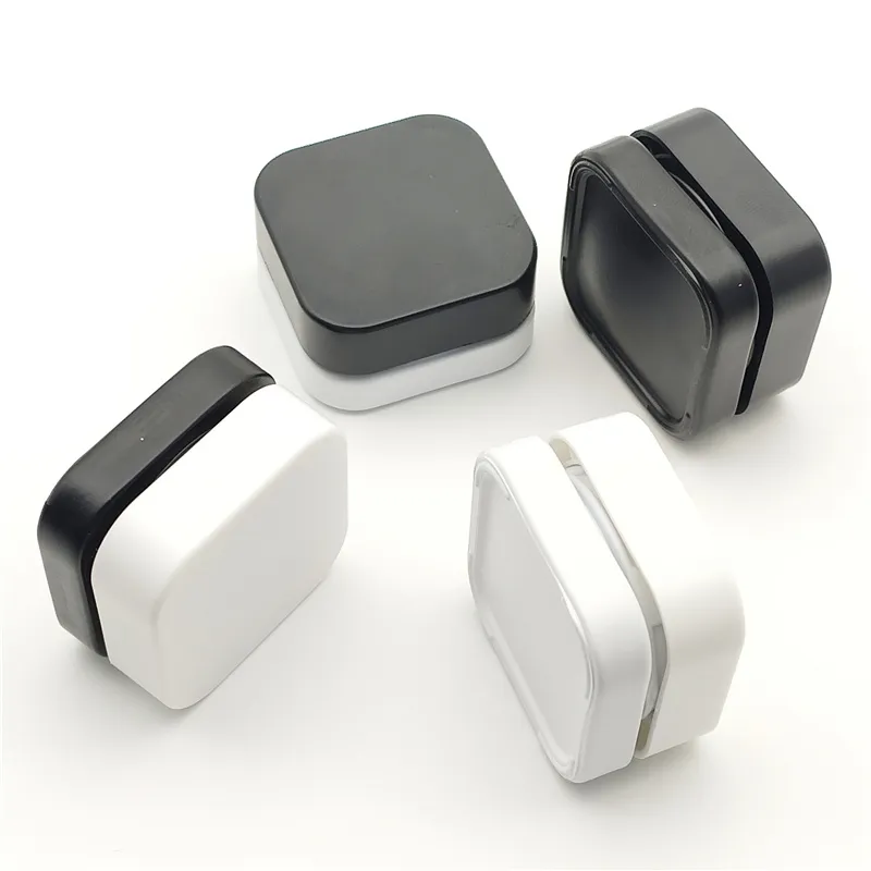 Hot Sale Concentrate 3ml 5ml 7ml 9ml Opaque Child Resistant Glass Square Wax Jar Child Proof with Black Plastic Lid