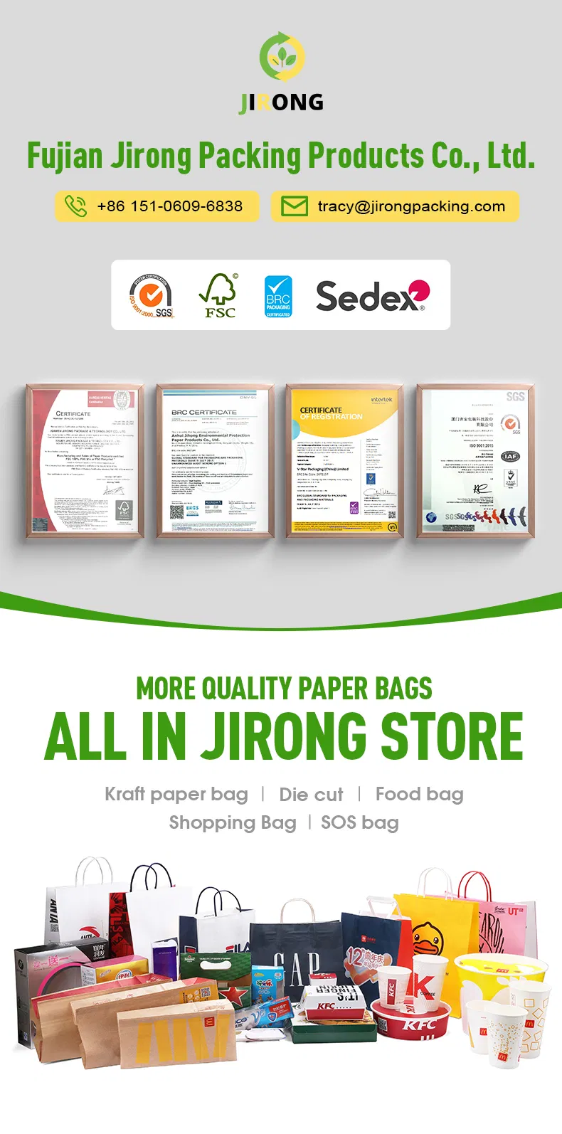 Hot Selling Customized Colored White Gift Bags Bulk