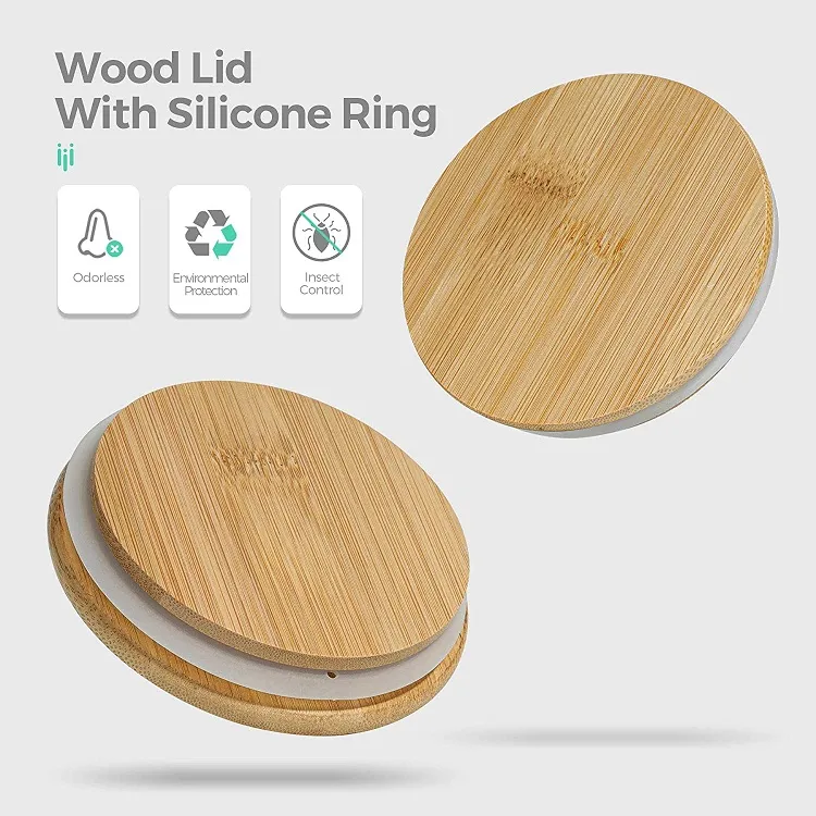 Kitchen Storage Container Clear Glass Canister Food Jar with Plastic Cap