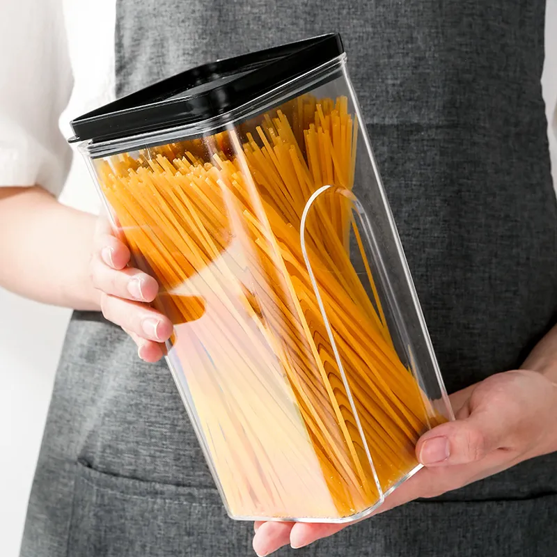 Kitchen Storage Container Clear Glass Canister Food Jar with Plastic Cap