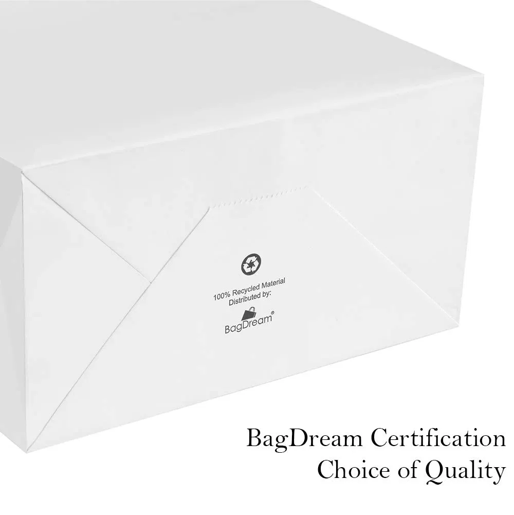 Kraft Small White Gift Craft Paper Shopping Bag with Handles Bulk