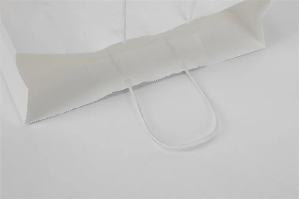 Manufacturer Handle Rope White Kraft Takeaway Eco Paper Gift Bags