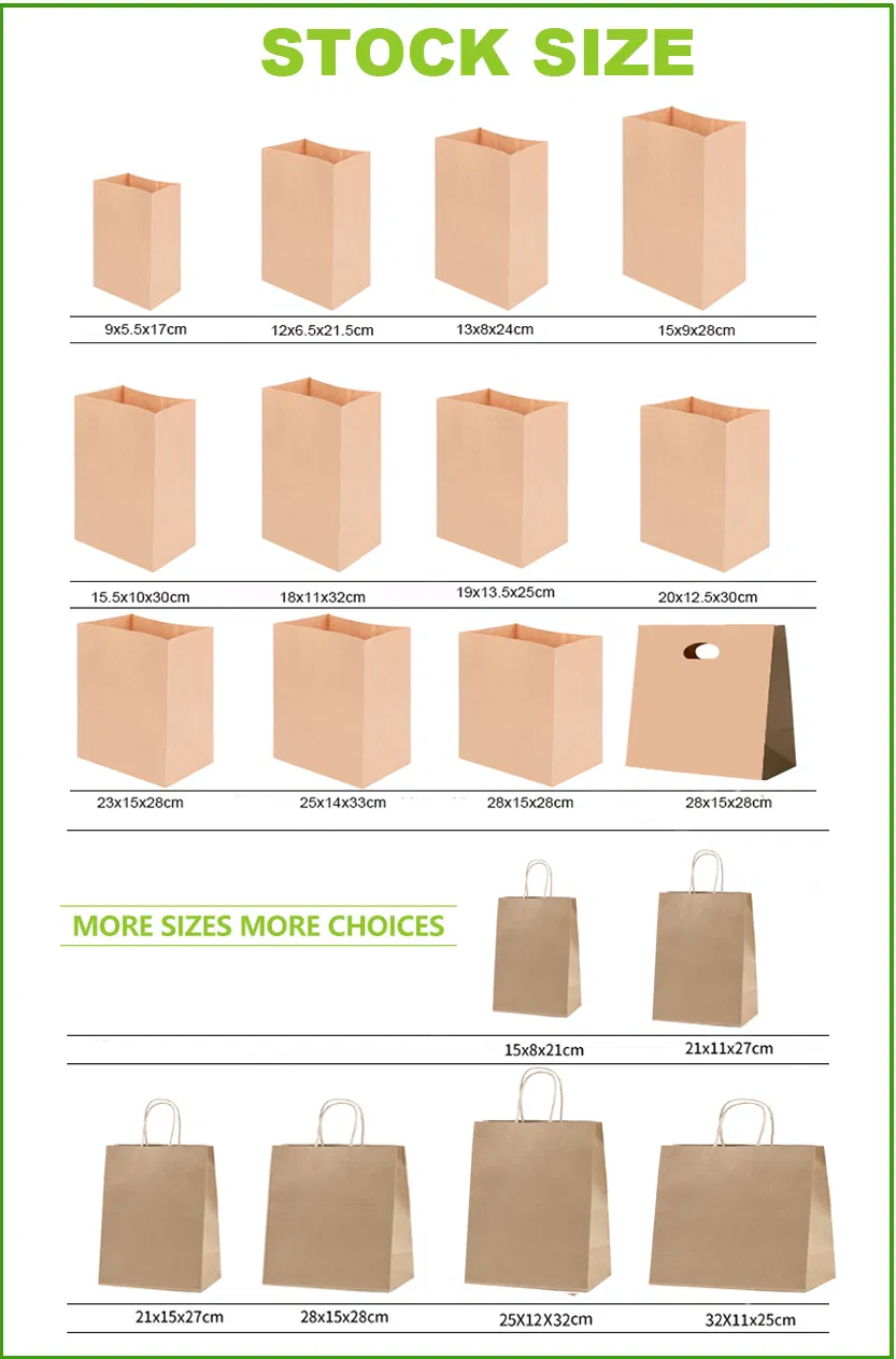 Manufacturer Handle Rope White Kraft Takeaway Eco Paper Gift Bags