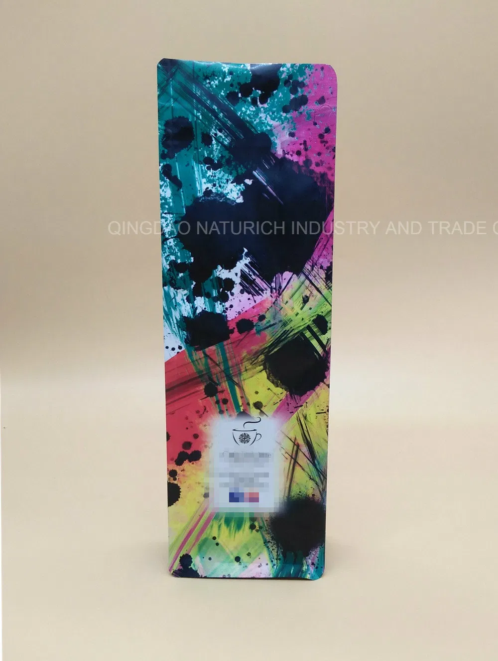 Matte Black Resealable Stand up Flat Bottom Foil Coffee Bag with Valve 350g 400g Coffee Bag