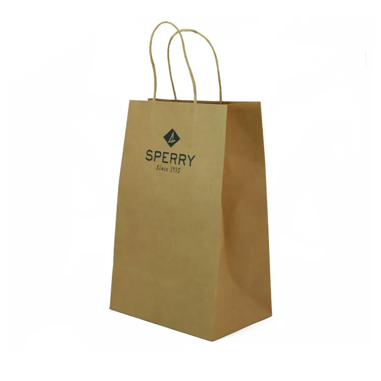 New Fashion Custom Logo Printing Brown Kraft Paper Bags for Shopping