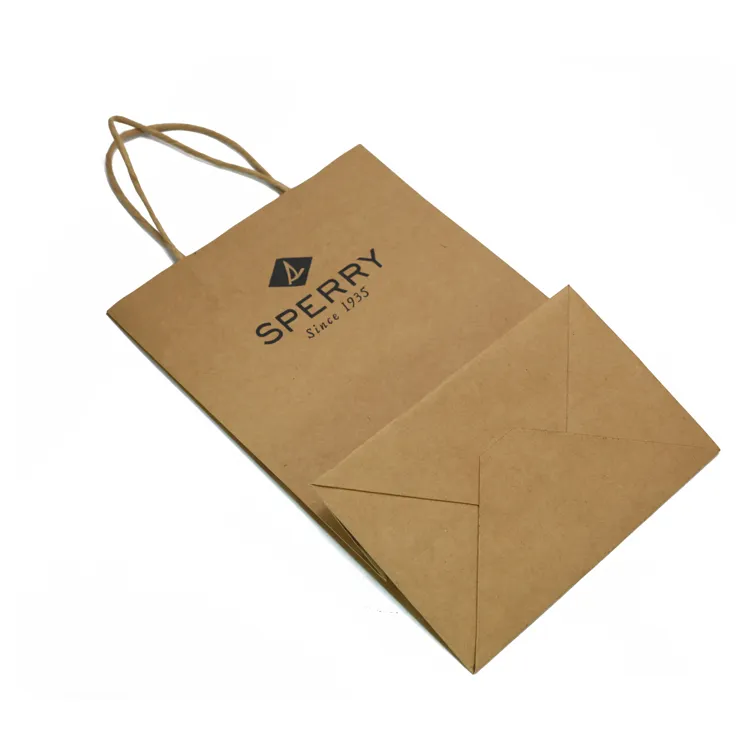 New Fashion Custom Logo Printing Brown Kraft Paper Bags for Shopping