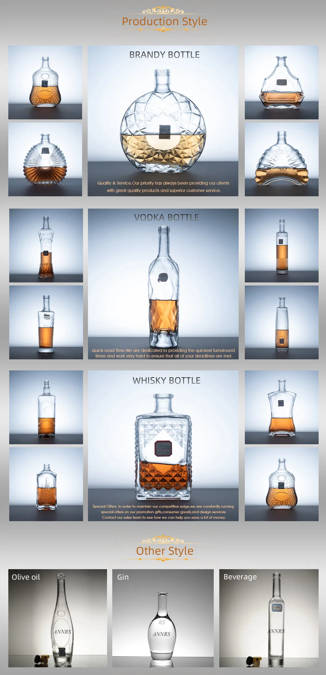 Premium Delicate Durable 250ml 500ml 750ml Glass Bottle Round Shape Liquor Bottle with Decal Surface