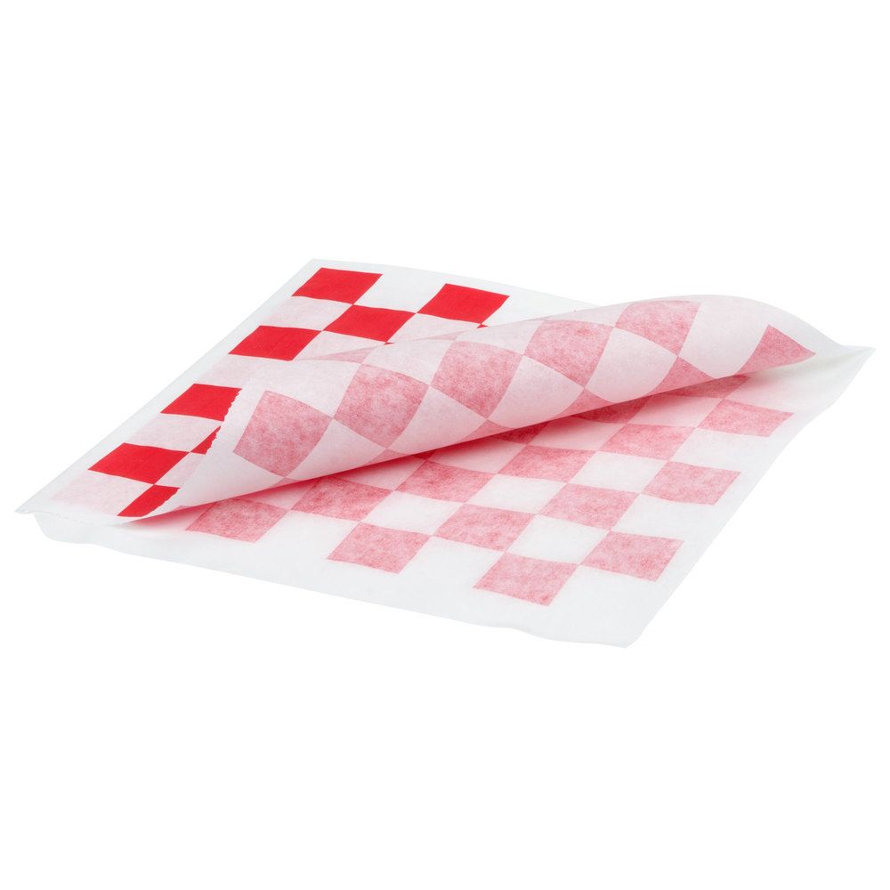 Red and White Checkered Food Wrapping Paper for Sandwich, Hamburger Basket Liner 18X17cm