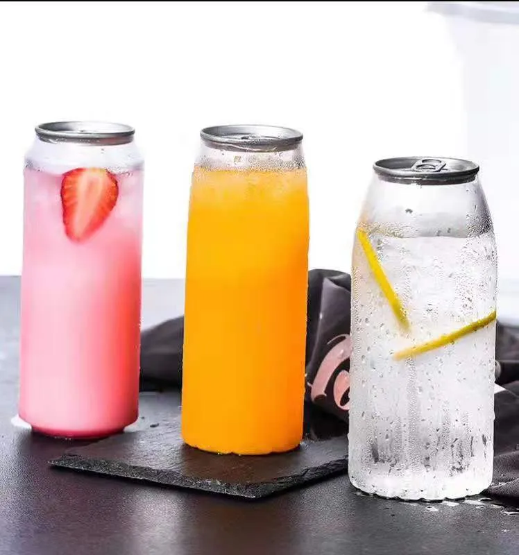 Round Empty Pet Can for Beverage, Juice Cup 350ml with Shrink Film