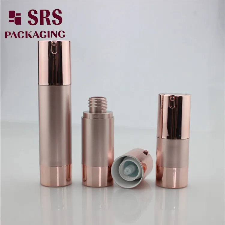 SRS Packaging Rose Gold 15ml 30ml 50ml 80ml 100ml Container Skincare Plastic Bamboo Lotion Cosmetic Packaging Serum Dispenser/Spray/Sprayer Pump Airless Bottle