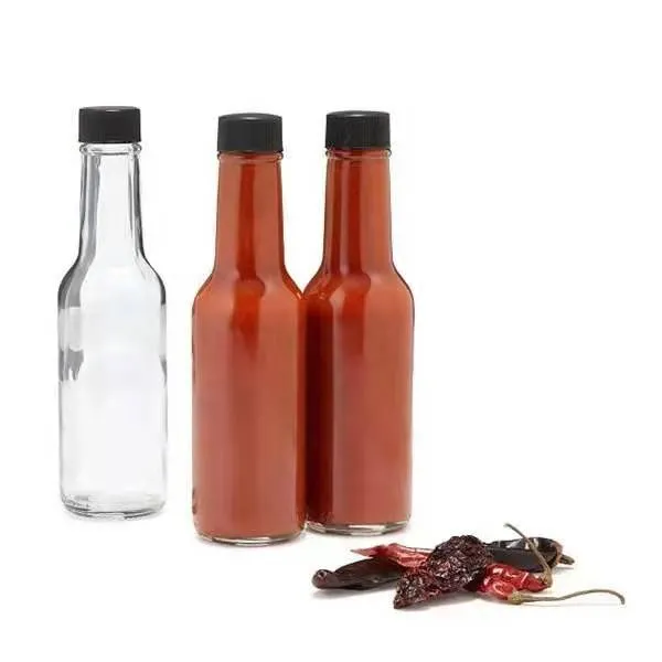 Stock Cheap Clear Glass Tabasco Bottle 155ml Hot Sauce Woozy Glass Bottle with Leak Proof Screw Cap and Insert
