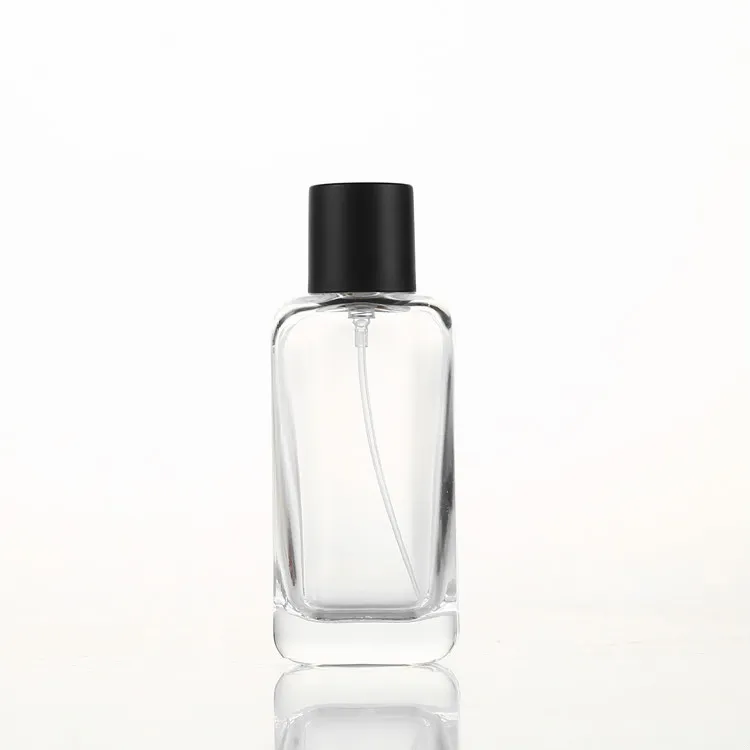Transparent Perfume Glass Bottle 50ml with Sprayer Rectangular Bottle
