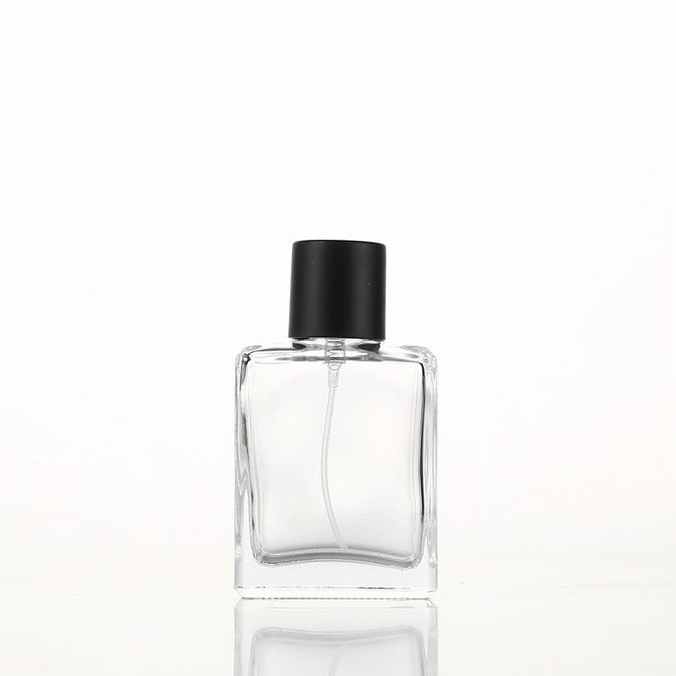 Transparent Perfume Glass Bottle with Sprayer Rectangular Empty Bottle 50ml