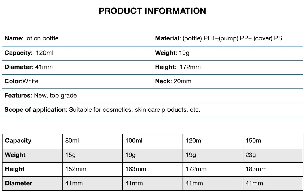 Wholesale 120ml/4 Oz Plastic Bottle, Plastic Pet Cylinder Lotion Bottle with White Treatment Pump & Overcap. Ready-Made/ Customized.