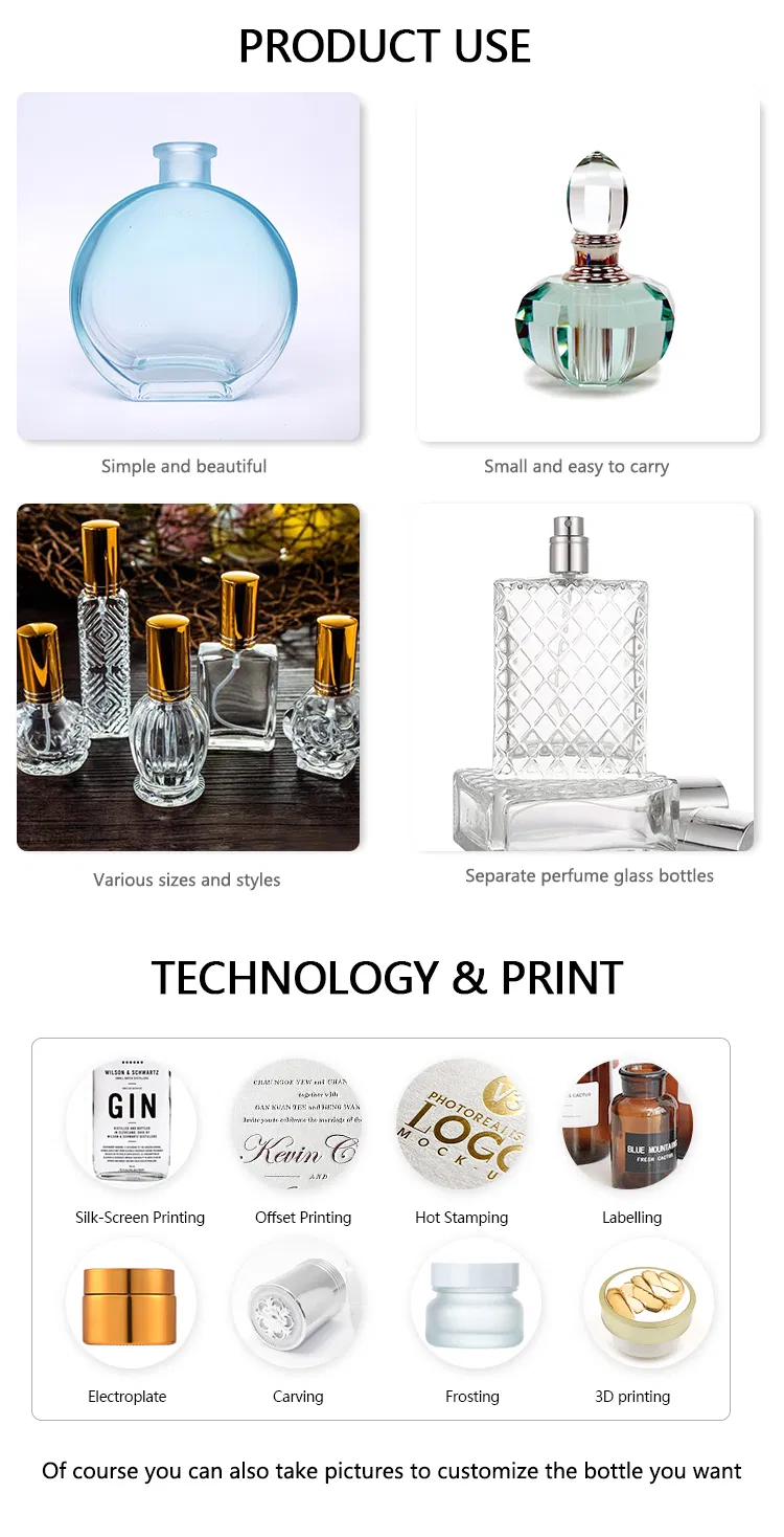 Wholesale 30ml 50ml Empty Flint Glass Flat Refillable Perfume Bottles with Spray Atomizer