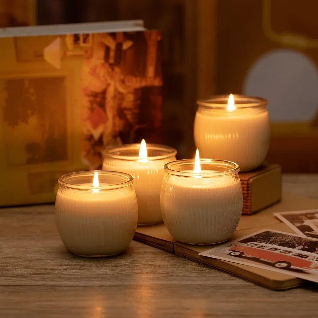 Wholesale 35 Hours 185ml 4 Oz 5oz Clear Vertical Stripes Round Watermelons Pumpkins Jar Cup for Candle Making