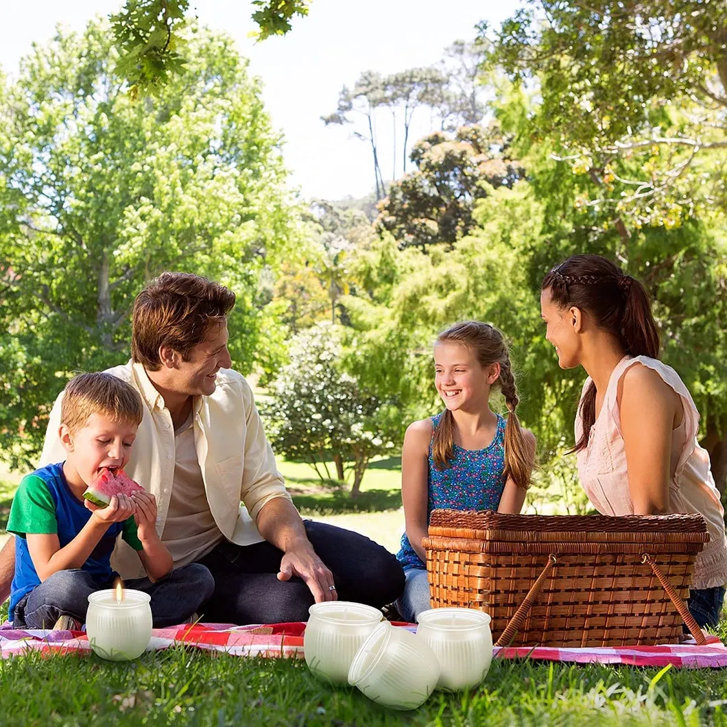 Wholesale 35 Hours 185ml 4 Oz 5oz Good Quality Glass Clear Vertical Stripes Bottle Round Watermelons Pumpkins Cup Jar for Candle Making