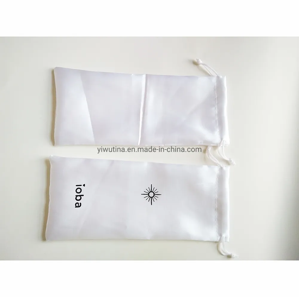 Wholesale Customized Small Dust Silk Satin Bag Hair Wig Extension Black Drawstring Satin Pouch with Logo Printing