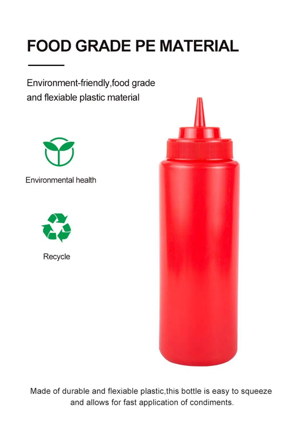 Wholesale Food Grade Ketchup Condiment Plastic Sauce Squeeze Bottle