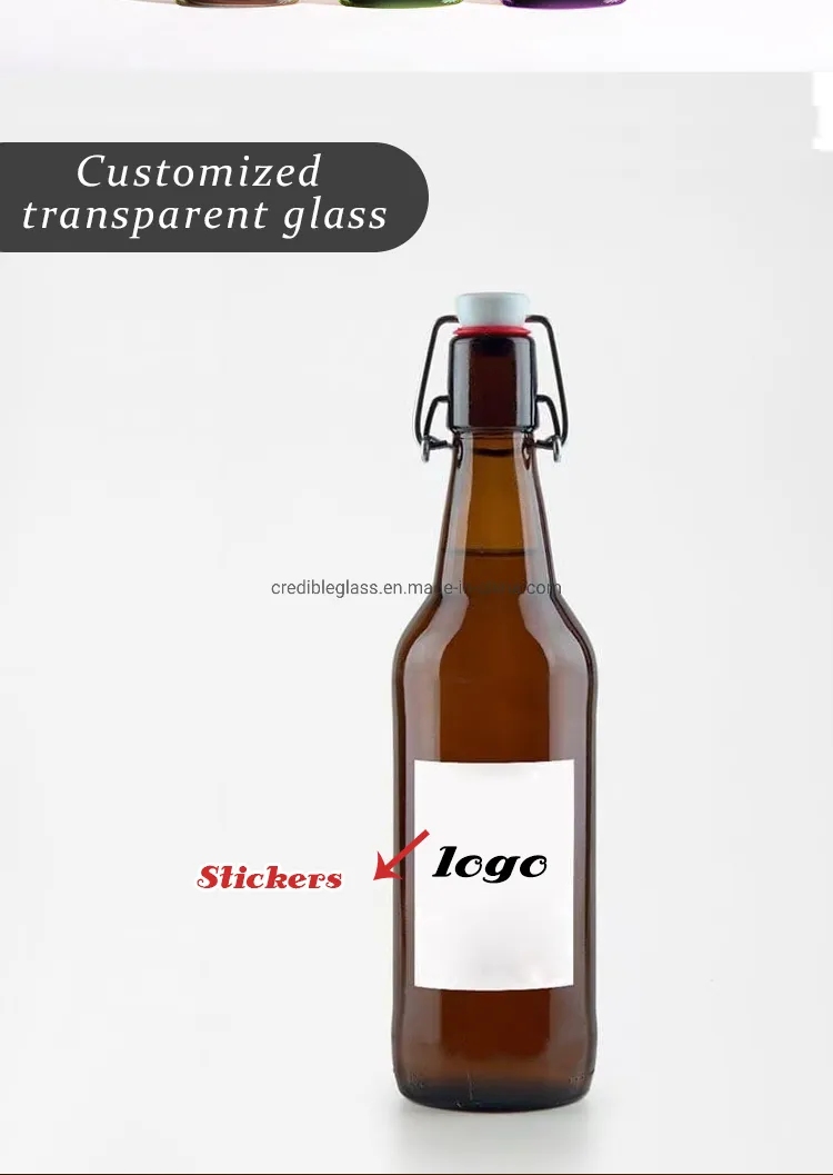 Wholesale Free Sample 330ml 500ml 750ml 1000ml Amber Glass Beer, Wine Bottle for Juice Kombucha Soda Liquor with Swing Top Caps