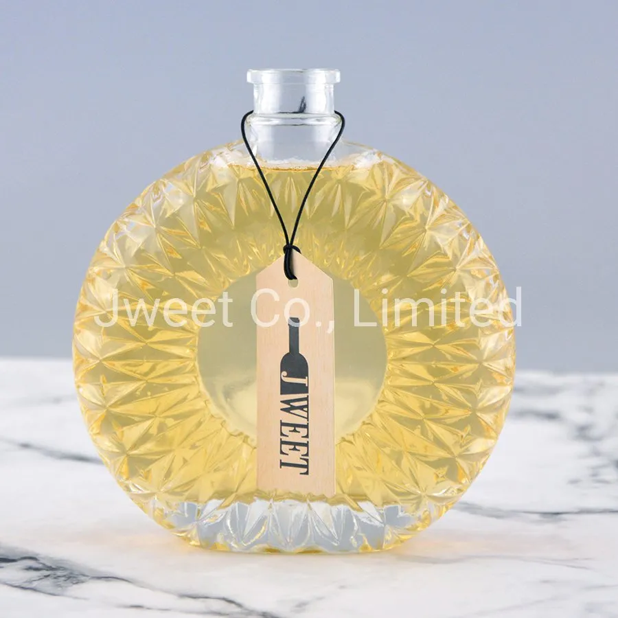 Wholesale New Bottle Empty Whiskey Clear Round Shape Glass Bottle