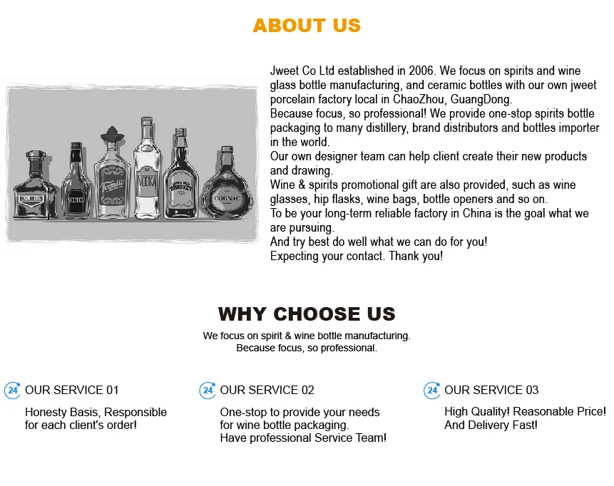 Wholesale New Bottle Empty Whiskey Clear Round Shape Glass Bottle