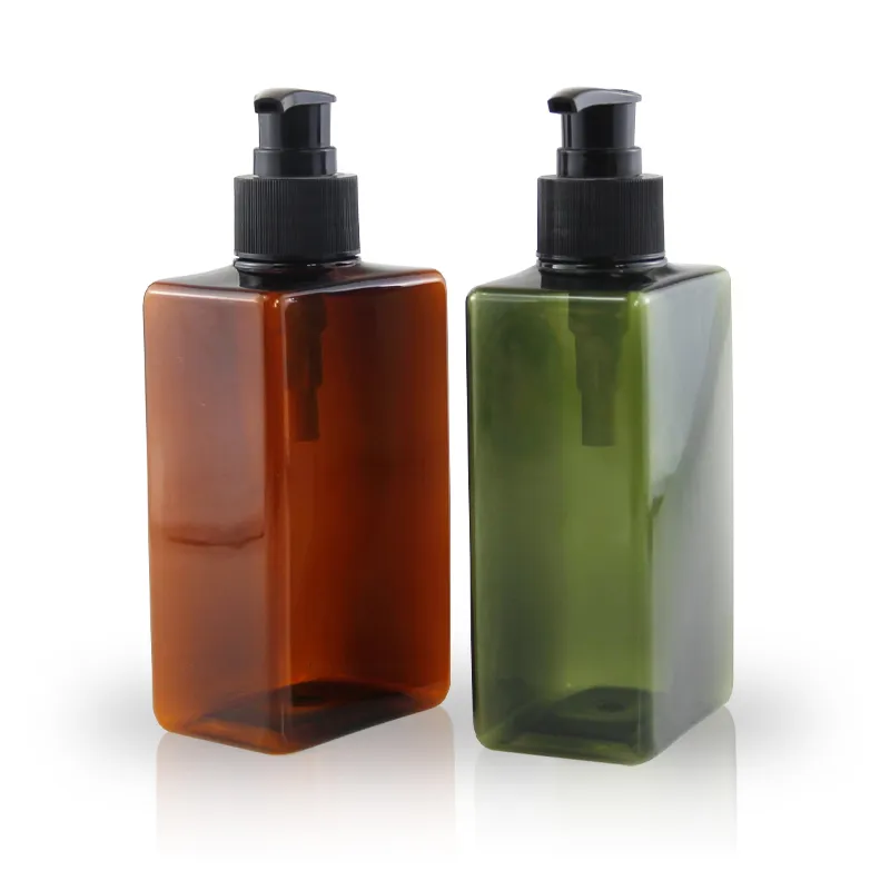 Wholesale Non Spill Pump Sprayer Square 300ml Square Shampoo Bottle