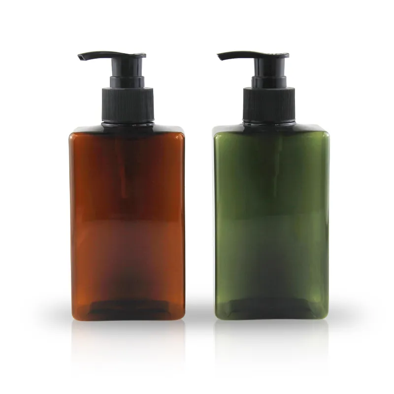 Wholesale Non Spill Pump Sprayer Square 300ml Square Shampoo Bottle