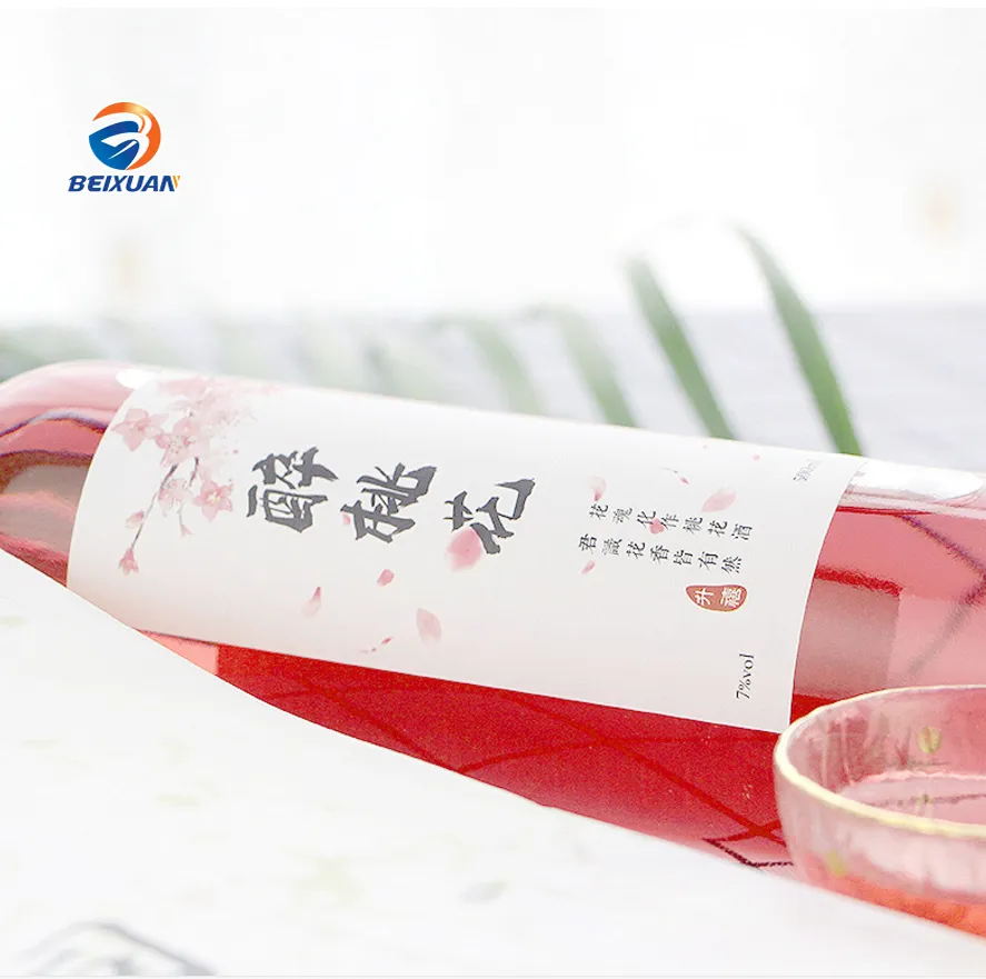 Wholesale Peach Blossom Wine Bottle Glass Bottle