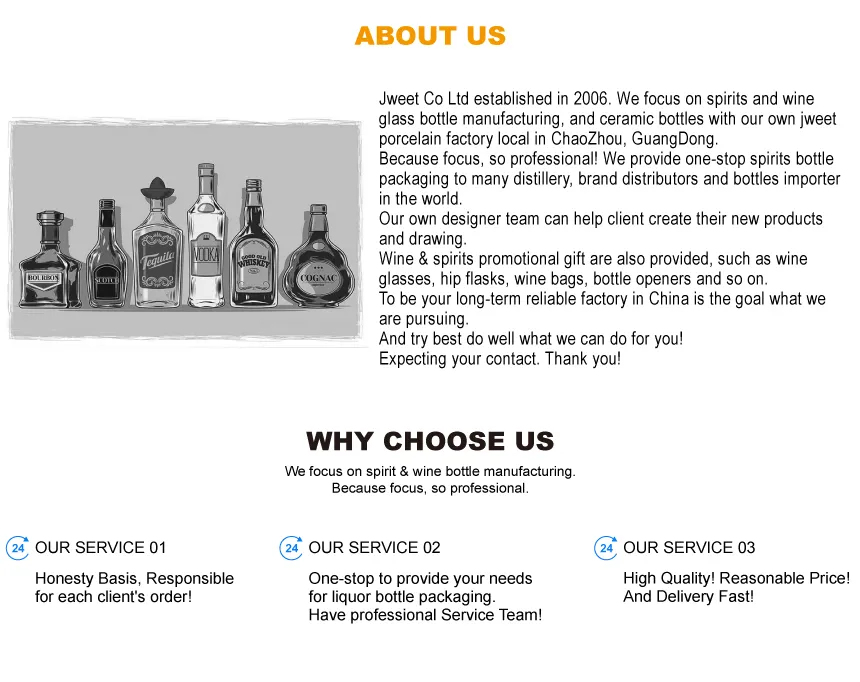 Wholesale Round Whisky Liquor Glass Bottle with Cork Caps