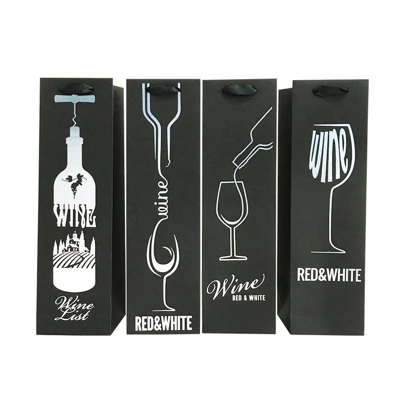 Wholesalse Wine Packaging Paper Bags Matte Shopping Bag Accept Any Custom Designs