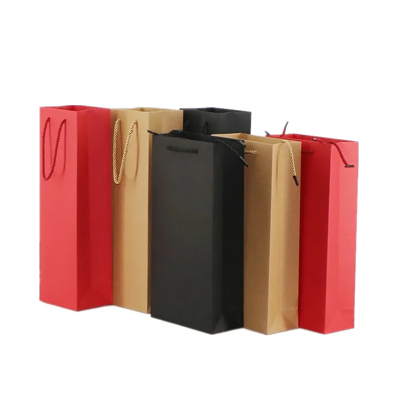 Wholesalse Wine Packaging Paper Bags Matte Shopping Bag Accept Any Custom Designs
