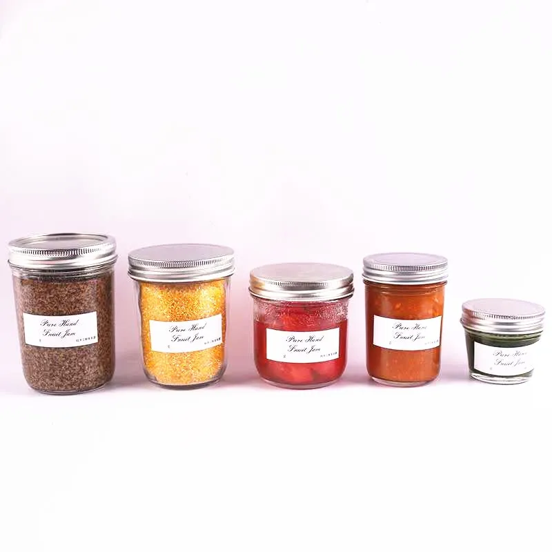Wide Mouth Empty Clear 100ml 200ml 250ml 300ml 400ml 500ml 650ml Hot Sauce Caviar Honey Jam Jelly Glass Jar with Tinplate Lid