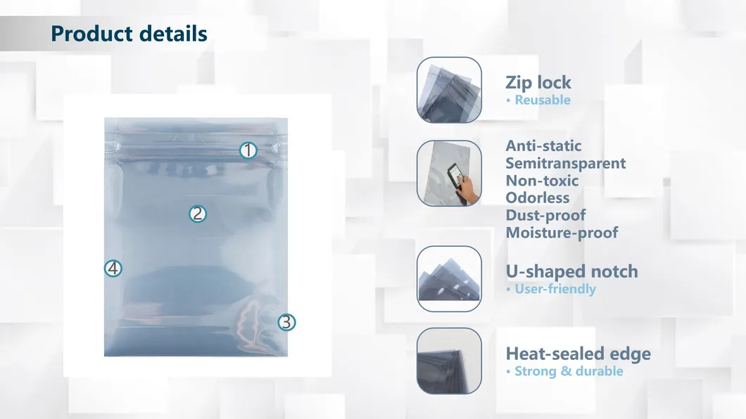 Zip-Lock ESD Shielding Bags Waterproof Anti-Static Shielding Bags Protecting Electronic Products (15*20cm)